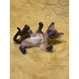 Lefton Playful On Back Siamese Cat Figurine H4032 Made In Japan Collectible Vtg